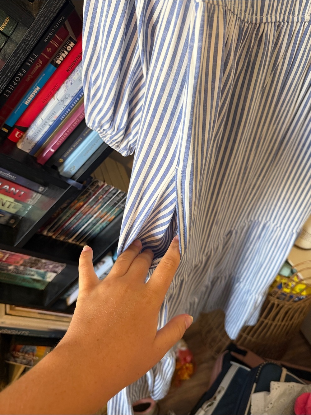 Target Blue and White Striped Tiered Midi Dress - Picture 6 of 8